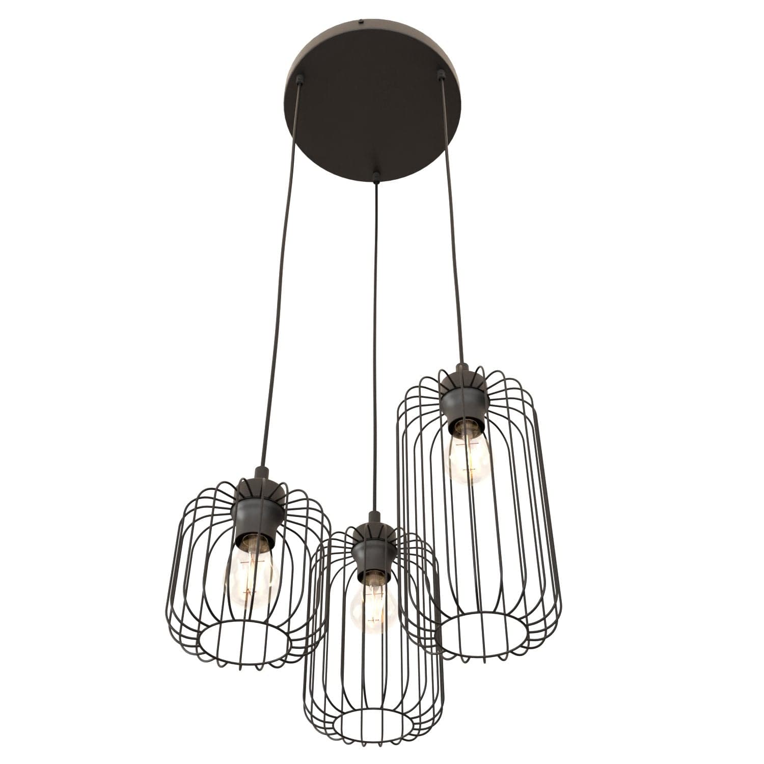 Sospensione Minimal Industrial Vander 3 Luci Tonda Nera in Lampade a sospensione LuceArt - Montecorvino Pugliano, commercioVirtuoso.it