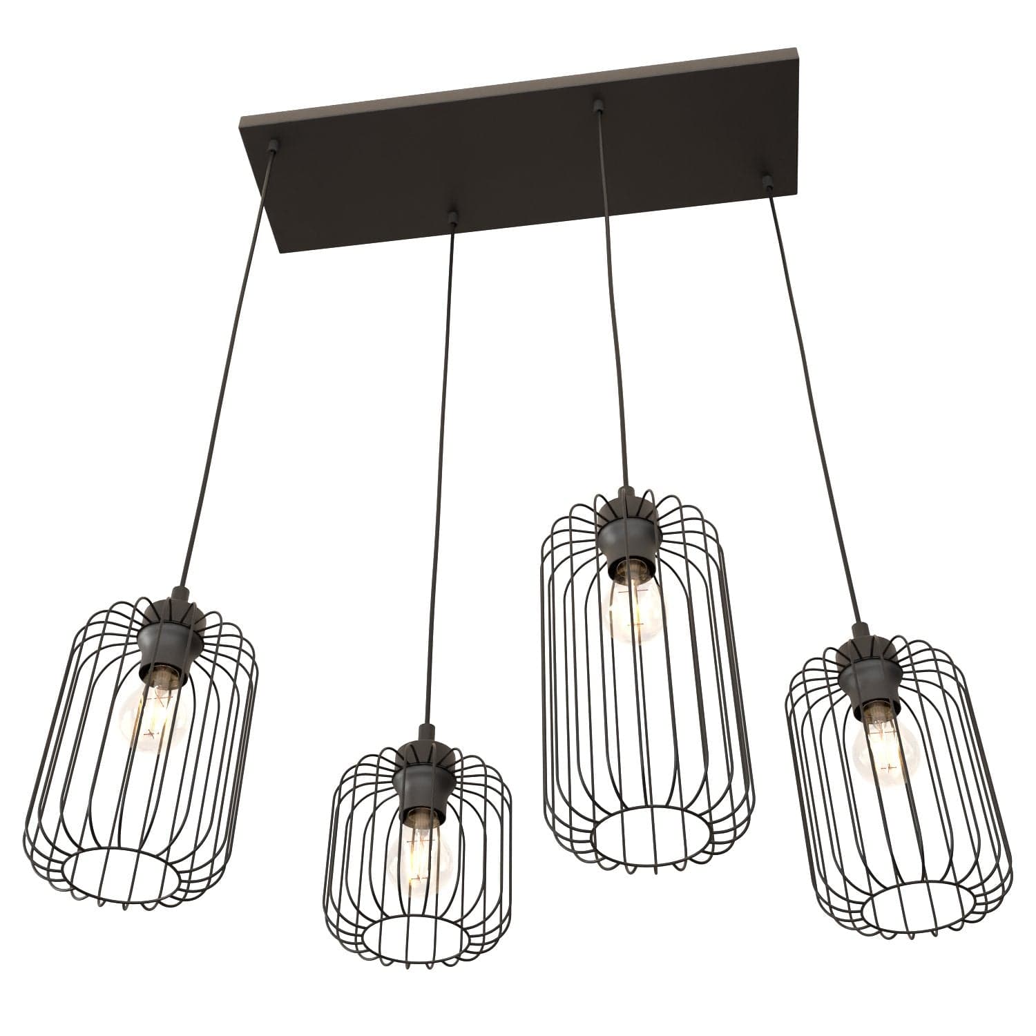 Sospensione Minimal Industrial Vander 4 Luci Lineari Nera in Lampade a sospensione LuceArt - Montecorvino Pugliano, commercioVirtuoso.it