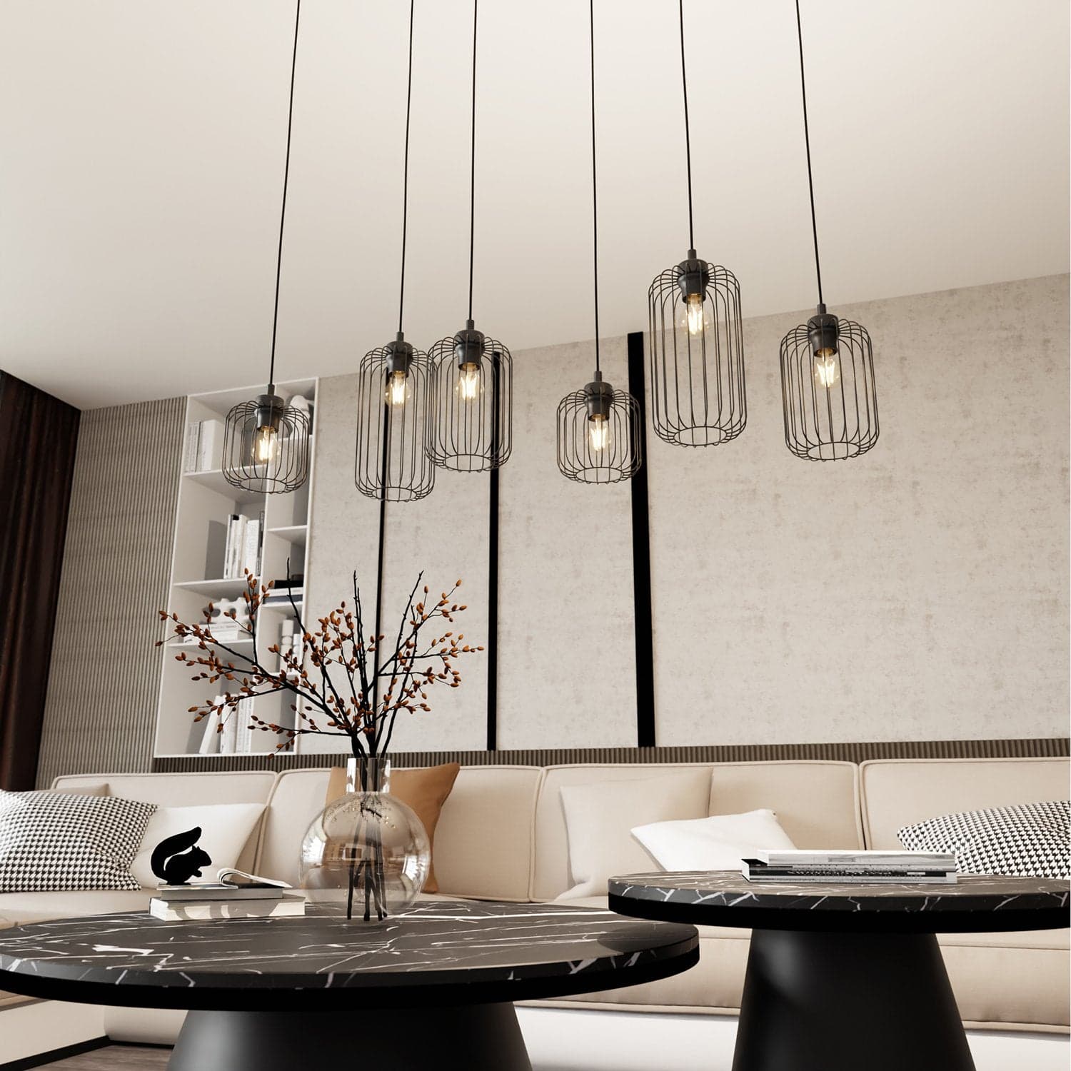 Sospensione Minimal Industrial Vander 6 Luci Lineari Nera in Lampade a sospensione LuceArt - Montecorvino Pugliano, commercioVirtuoso.it