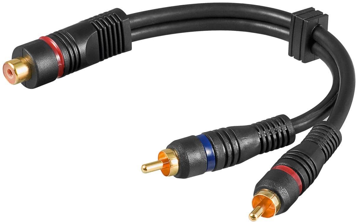 Cavo Adattatore RCA Femmina / 2x RCA Maschio 0.2m Nero in Connettori RCA Scontolo.net - Potenza, commercioVirtuoso.it