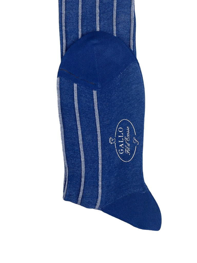 Calze lunghe uomo - Gallo - blu righine bianche in Calze Couture - Sestu, commercioVirtuoso.it