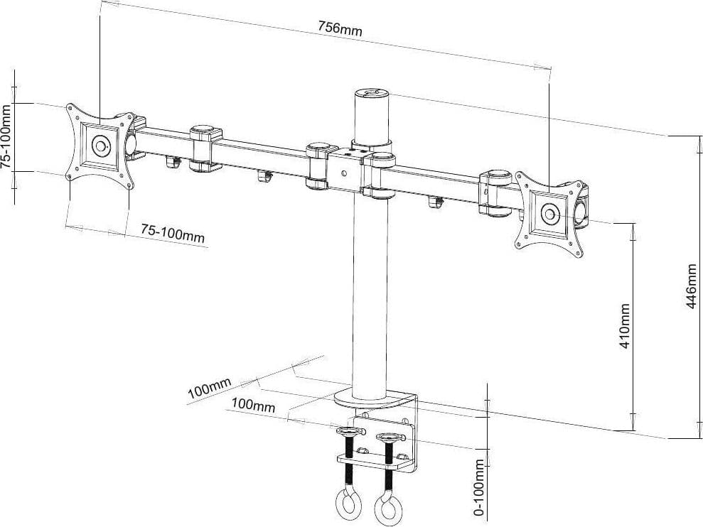 Supporto da Scrivania per 2 Monitor 13-27'' Diametro 48 mm ad Altezza Regolabile con Morsetto a C in Supporti da parete e da soffitto Scontolo.net - Potenza, commercioVirtuoso.it