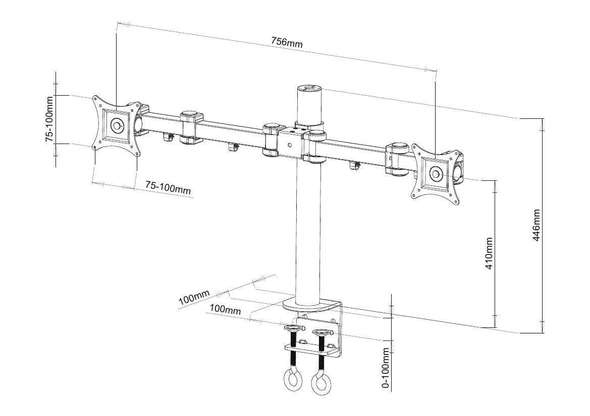 Supporto da Scrivania per 2 Monitor 13-27'' Diametro 48 mm ad Altezza Regolabile con Morsetto a C in Supporti da parete e da soffitto Scontolo.net - Potenza, commercioVirtuoso.it