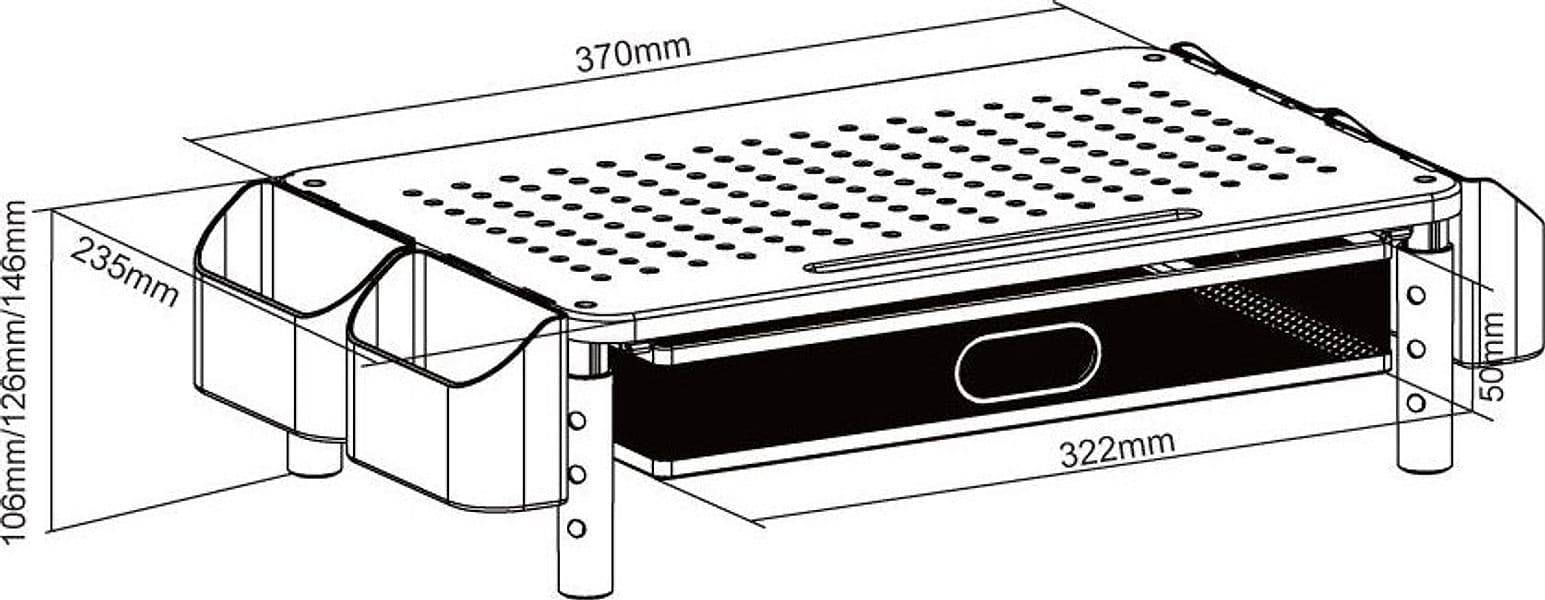 Supporto per Monitor Ergonomico Regolabile a 3 Altezze con Cassetto e Portaoggetti in  Scontolo.net - Potenza, commercioVirtuoso.it