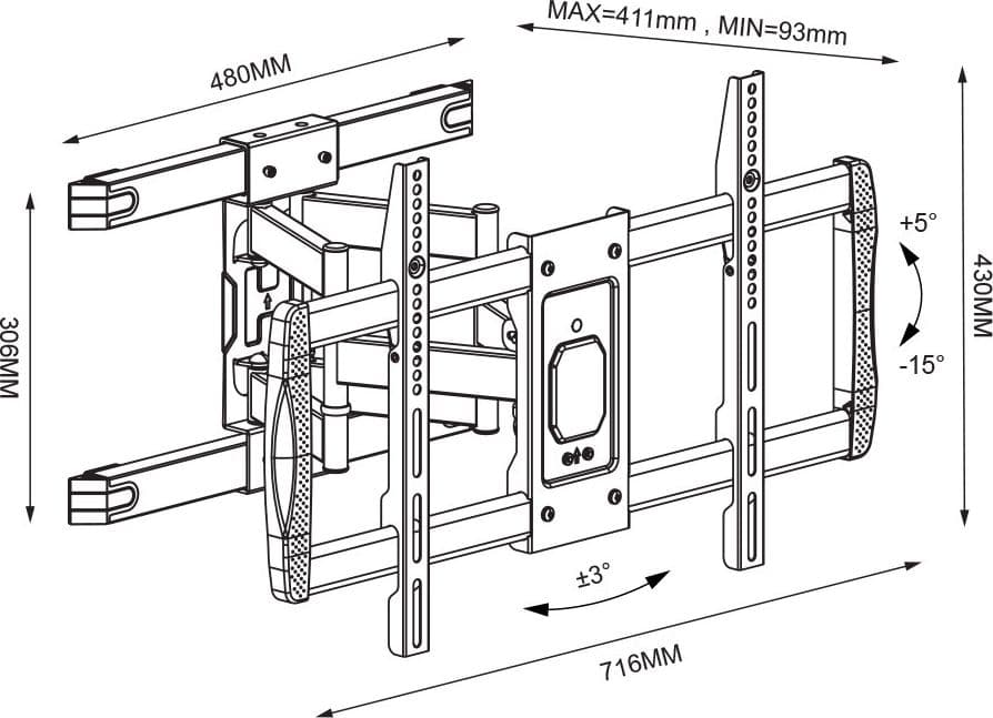 Staffa a Muro con Doppio Braccio per TV LCD 42-75'' Full-Motion in Supporti da parete e da soffitto Scontolo.net - Potenza, commercioVirtuoso.it