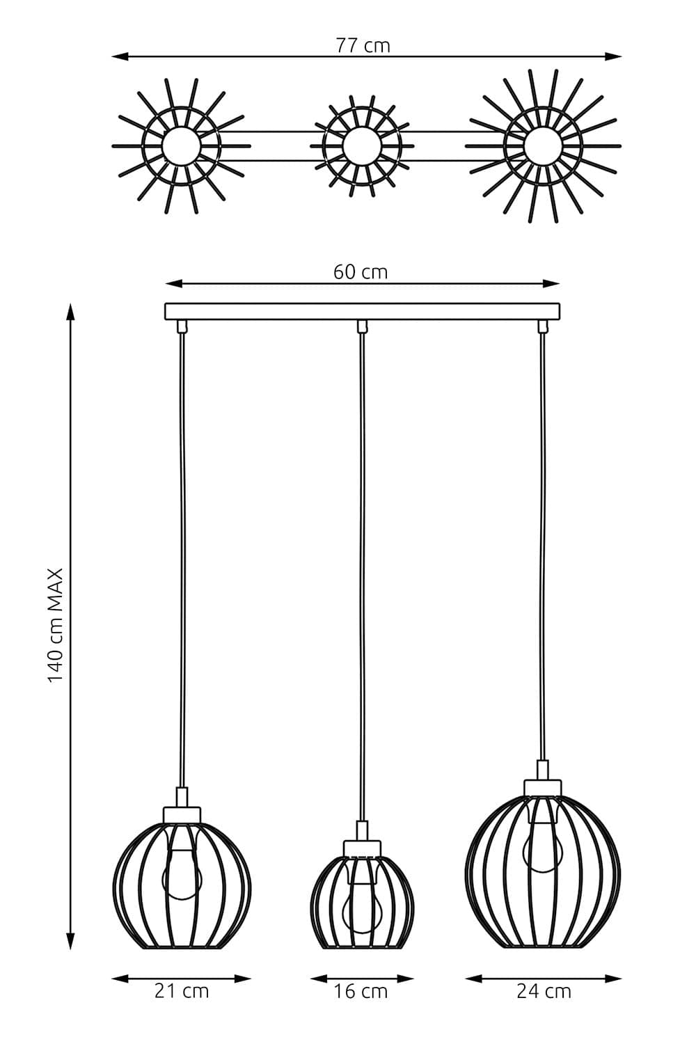 Sospensione Minimal Industrial Nando 3 Luci Lineari Nera E Oro in Lampade a sospensione LuceArt - Montecorvino Pugliano, commercioVirtuoso.it