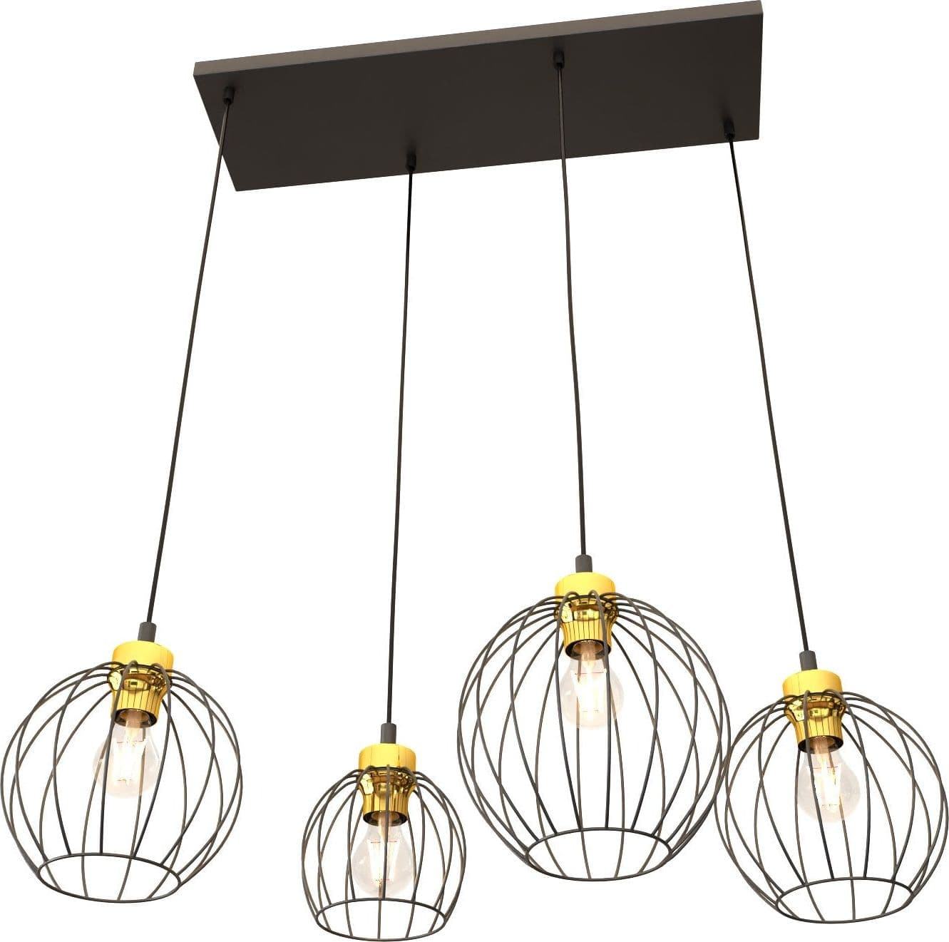 Sospensione Minimal Industrial Nando 4 Luci Lineari Nera E Oro in Lampade a sospensione LuceArt - Montecorvino Pugliano, commercioVirtuoso.it