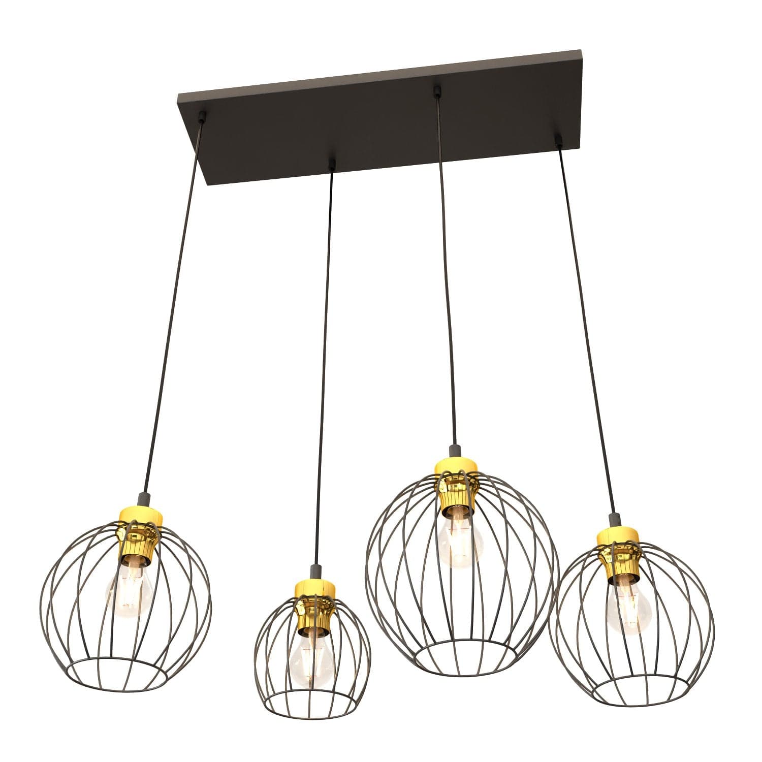 Sospensione Minimal Industrial Nando 4 Luci Lineari Nera E Oro in Lampade a sospensione LuceArt - Montecorvino Pugliano, commercioVirtuoso.it
