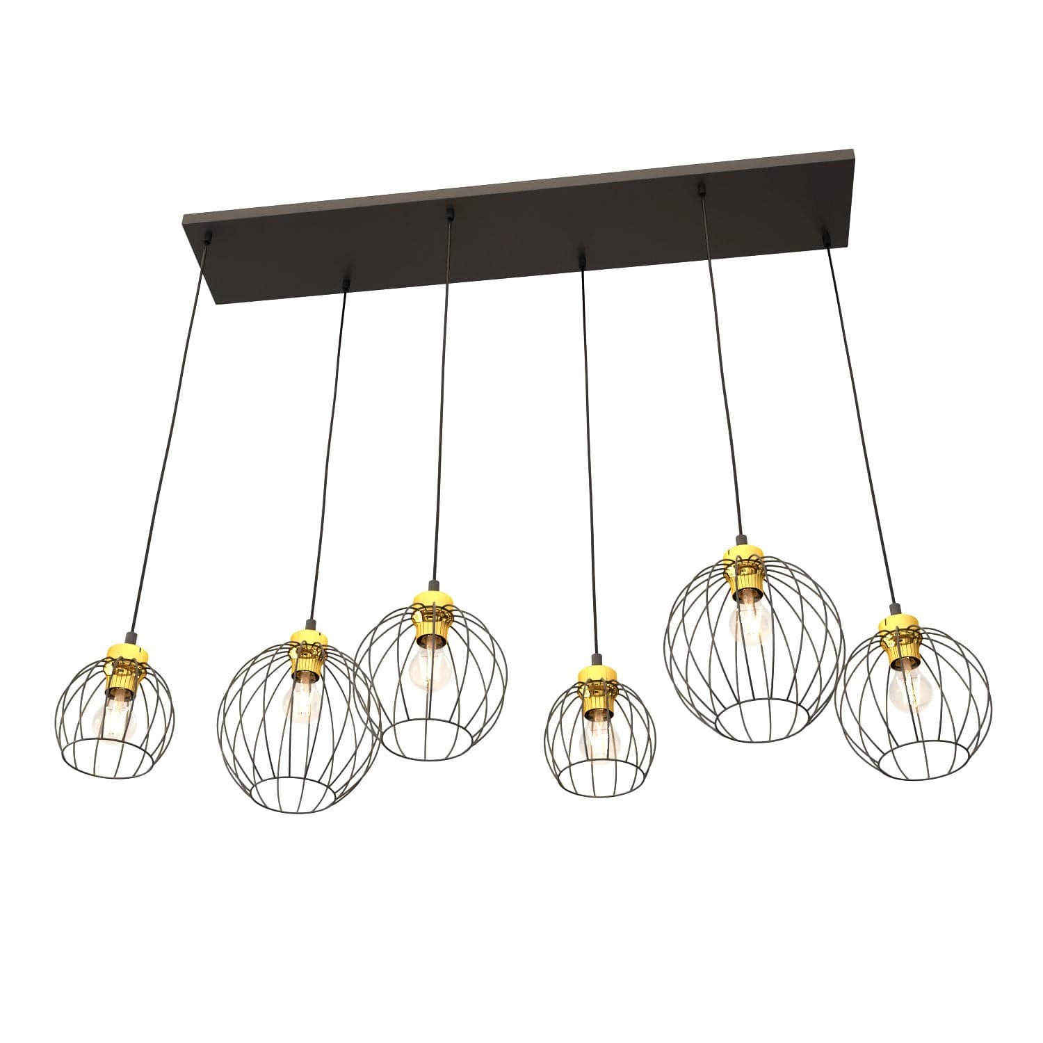 Sospensione Minimal Industrial Nando 6 Luci Lineari Nera E Oro in Lampade a sospensione LuceArt - Montecorvino Pugliano, commercioVirtuoso.it