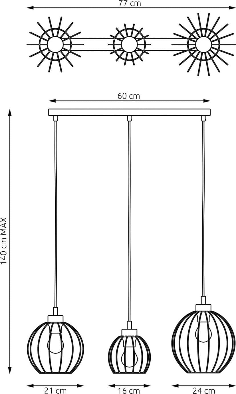 Sospensione Minimal Industrial Nando 3 Luci Lineari Nera in Lampade a sospensione LuceArt - Montecorvino Pugliano, commercioVirtuoso.it