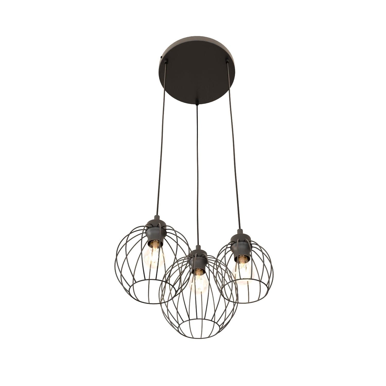 Sospensione Minimal Industrial Nando 3 Luci Tonda Nera in Lampade a sospensione LuceArt - Montecorvino Pugliano, commercioVirtuoso.it