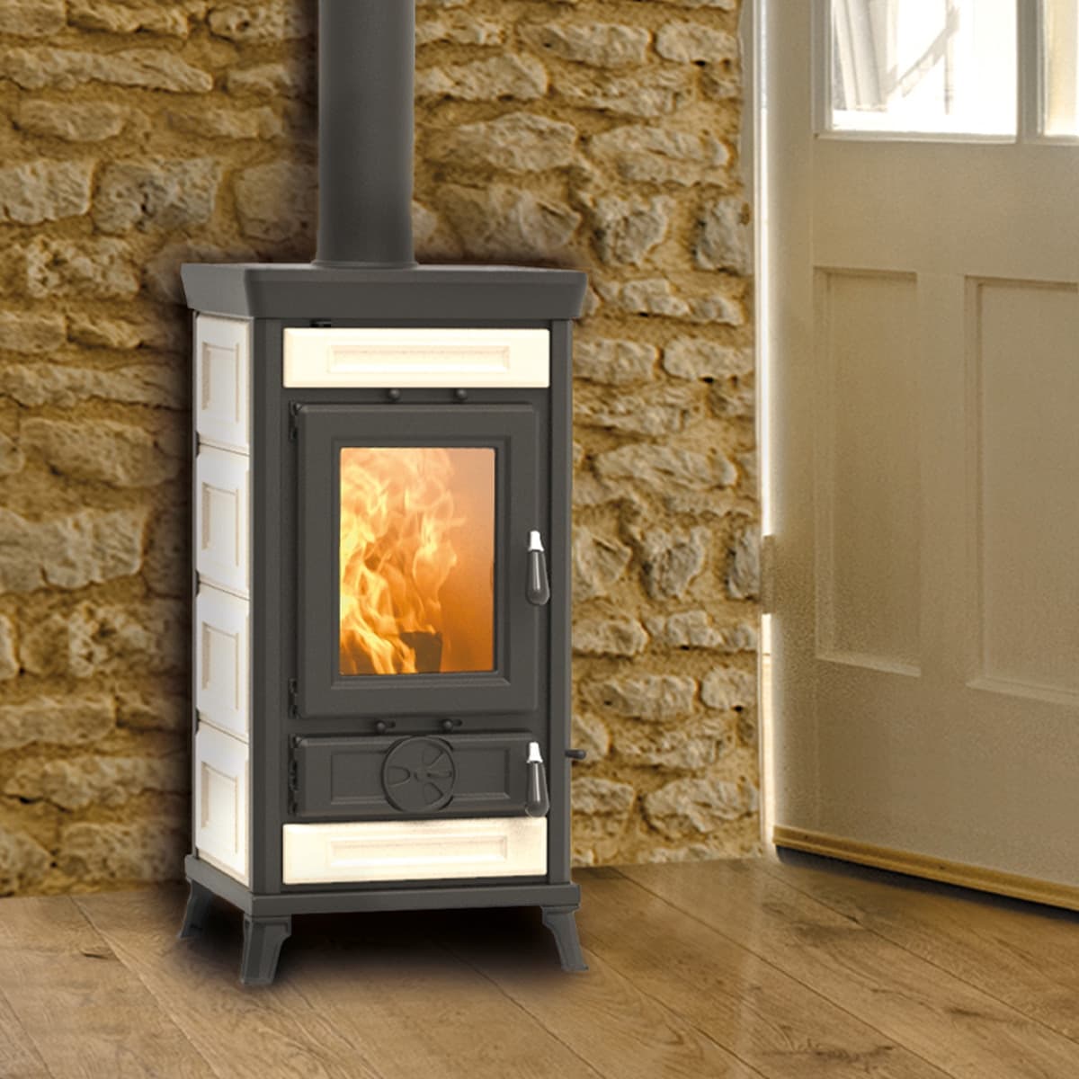 Thermorossi Termostufa a Legna Sofia Evo5 Maiolica 8,5 kW in Forni caminetto Masterbrico - Longobardi, commercioVirtuoso.it