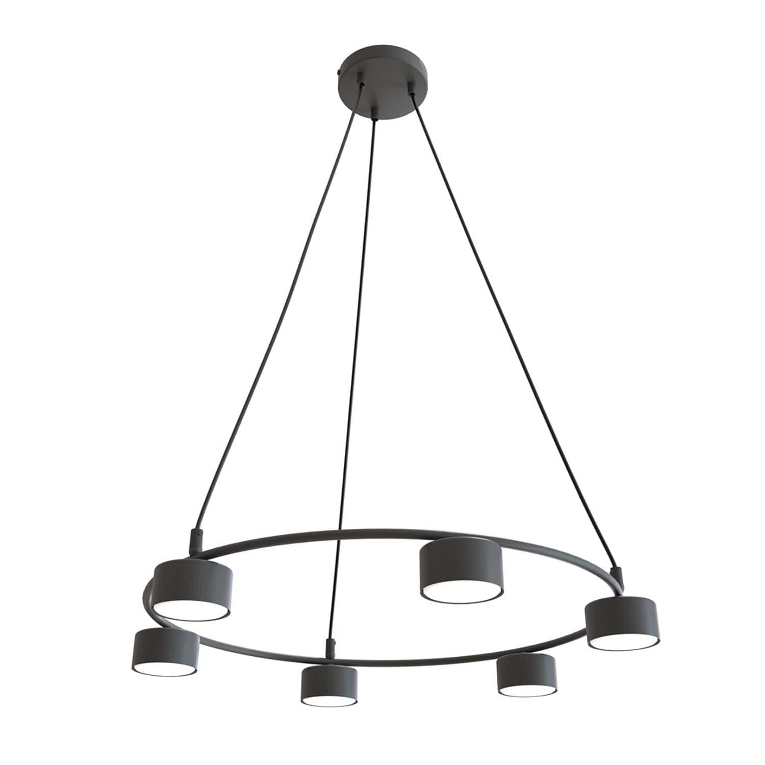 Lampadario Moderno 6 Luci Starlit In Acciaio Nero Ad Anello E Cilindri in Lampade a sospensione LuceArt - Montecorvino Pugliano, commercioVirtuoso.it