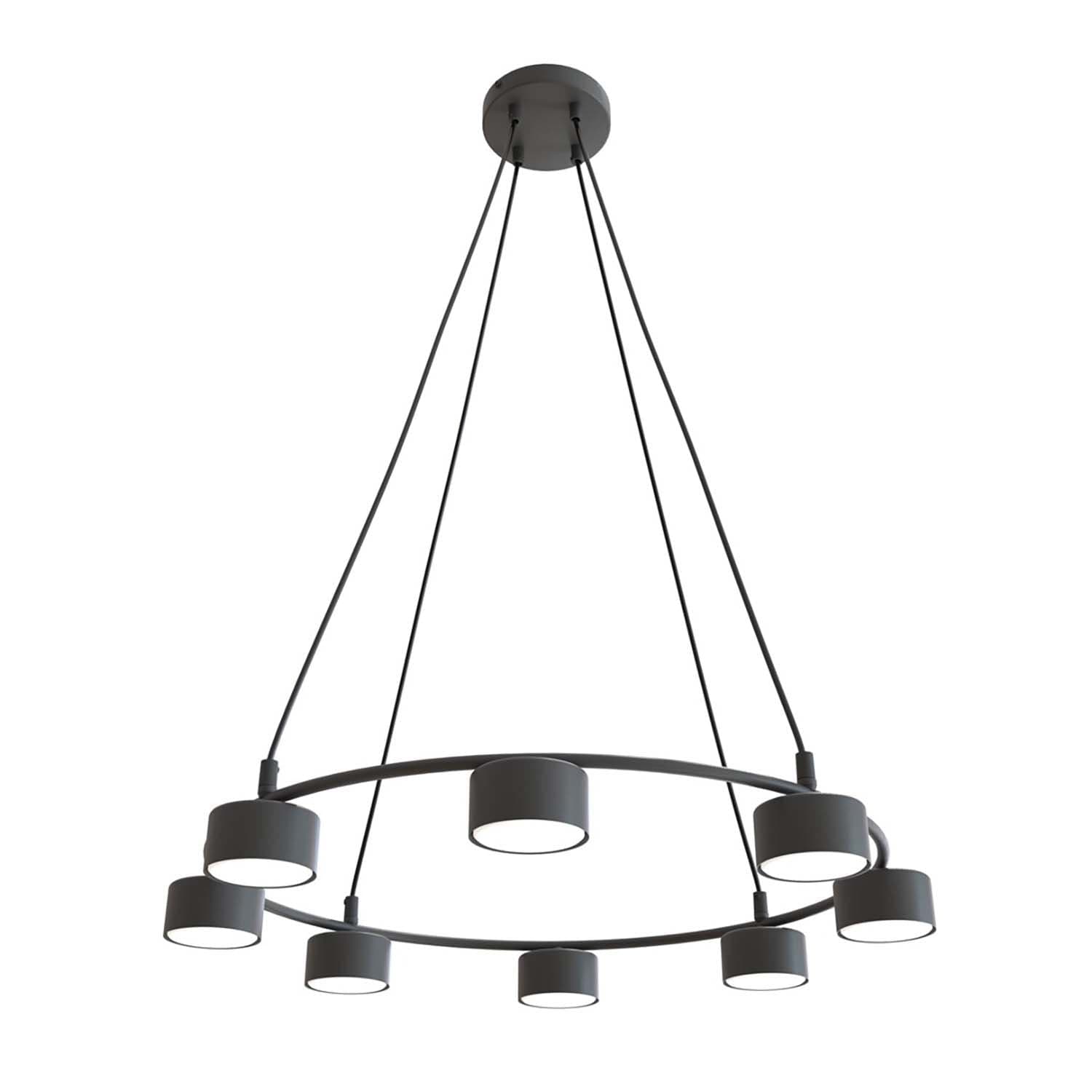 Lampadario Moderno 8 Luci Starlit In Acciaio Nero Ad Anello E Cilindri in Lampade a sospensione LuceArt - Montecorvino Pugliano, commercioVirtuoso.it