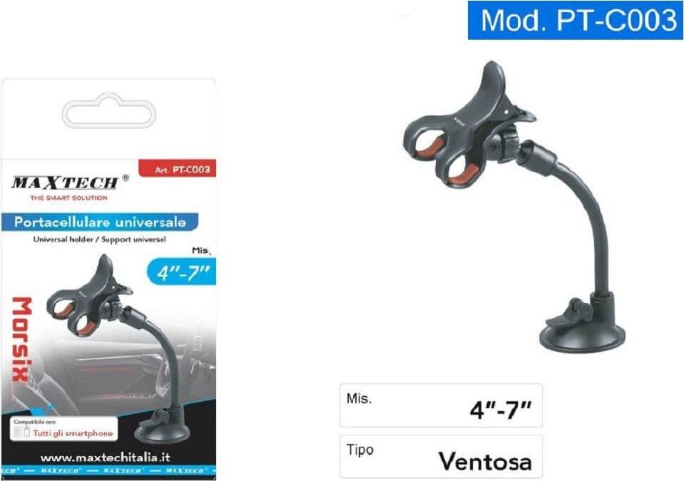 PORTA CELLULARE A VENTOSA MORSETTO SMARTPHONE GIREVOLE 360° AUTO MAXTECH PT-C003 in Alloggiamenti Trade Shop italia - Napoli, commercioVirtuoso.it