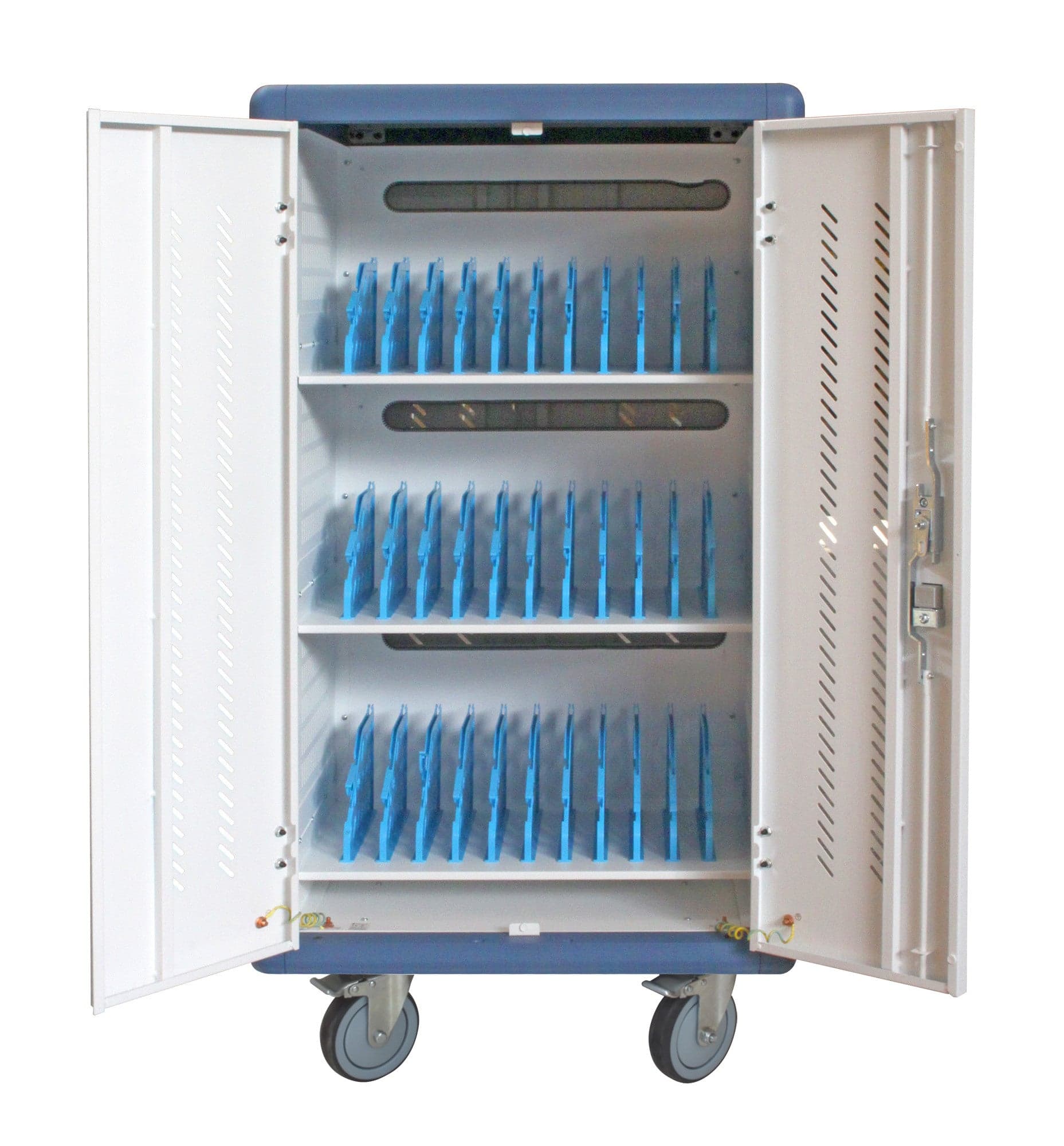 Carrello Stazione di Ricarica Ventilato 30 Notebook o Smartphone Bianco/Blu in Armadietti portachiavi Scontolo.net - Potenza, commercioVirtuoso.it