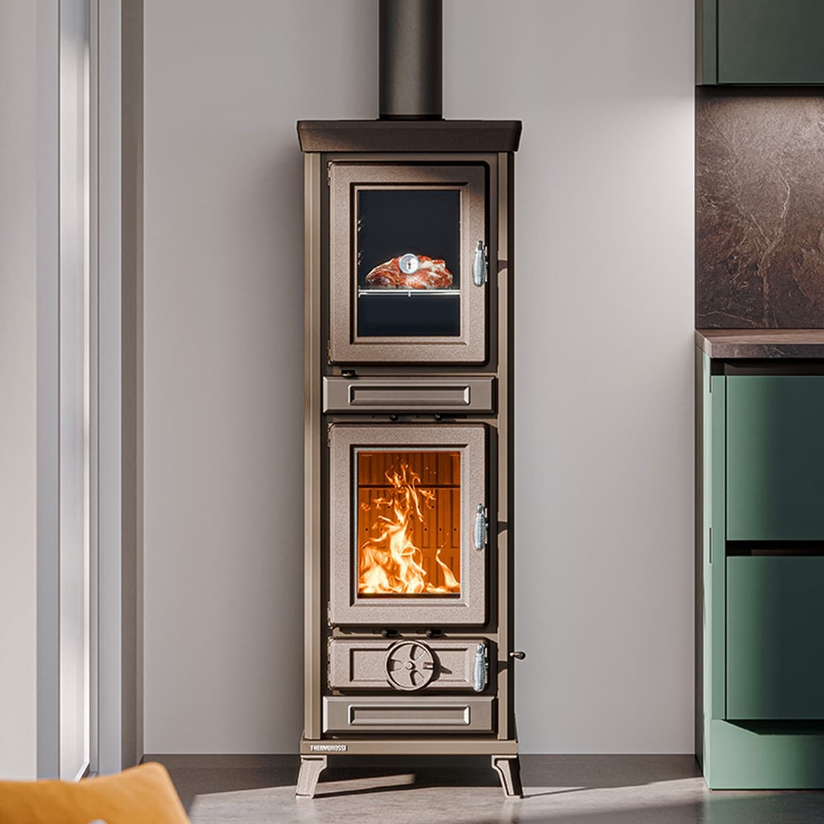 Thermorossi Stufa a Legna Agnese Evo5 Easy 7,3kW in Forni caminetto Masterbrico - Longobardi, commercioVirtuoso.it