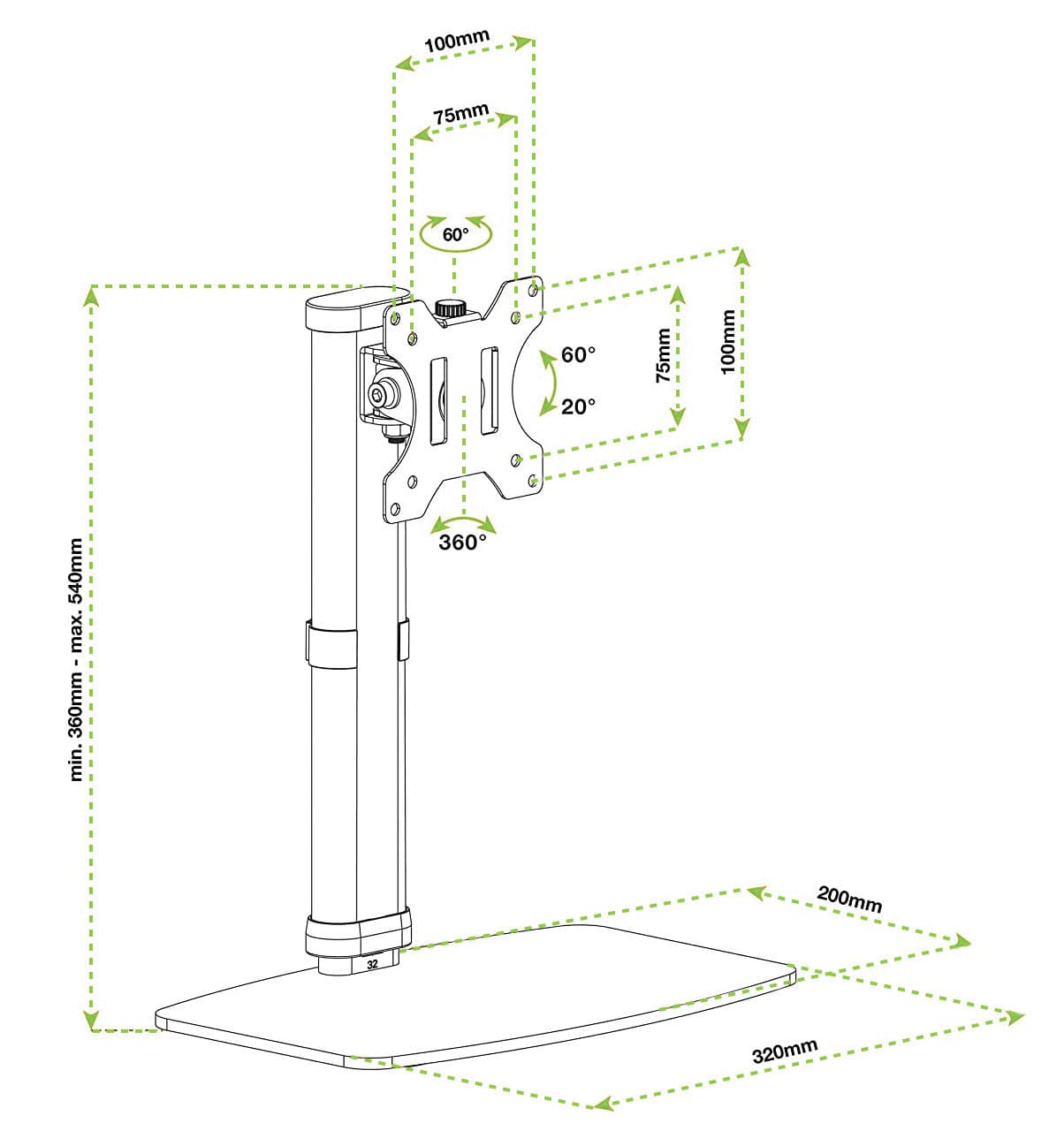 Supporto da Tavolo Stand per Monitor 17-27'' con Base in Supporti Scontolo.net - Potenza, commercioVirtuoso.it