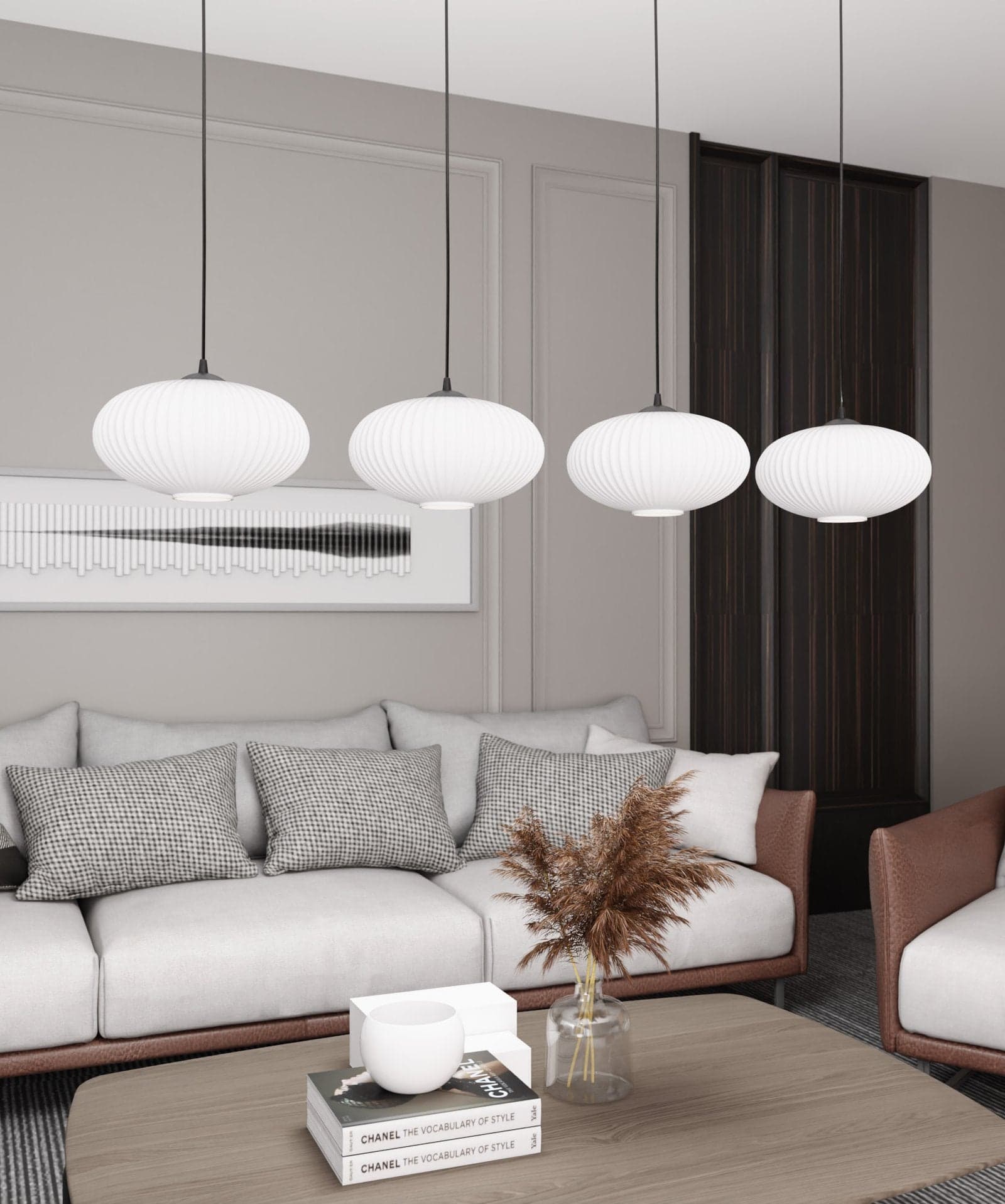 Lampadario 4 Luci Coco In Acciaio Nero Paralume Plissettato Bianco in Lampade a sospensione LuceArt - Montecorvino Pugliano, commercioVirtuoso.it
