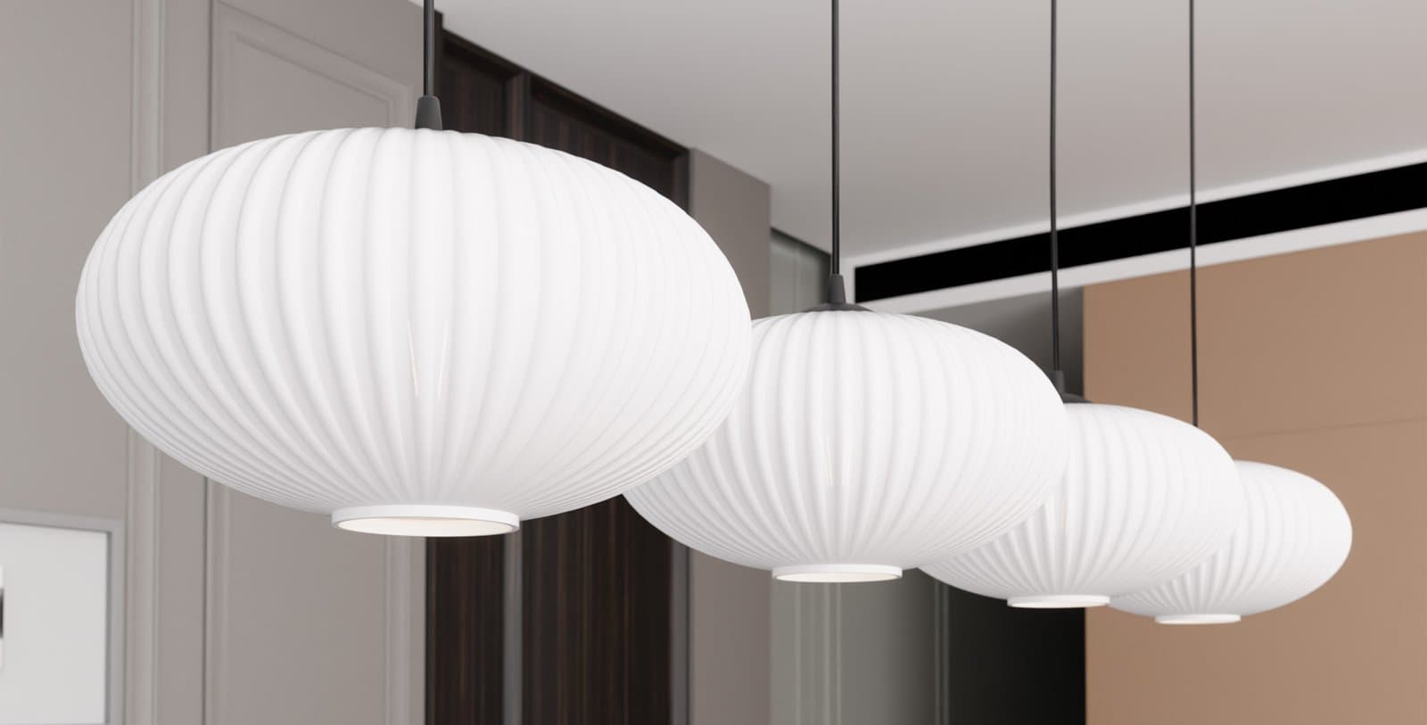 Lampadario 4 Luci Coco In Acciaio Nero Paralume Plissettato Bianco in Lampade a sospensione LuceArt - Montecorvino Pugliano, commercioVirtuoso.it