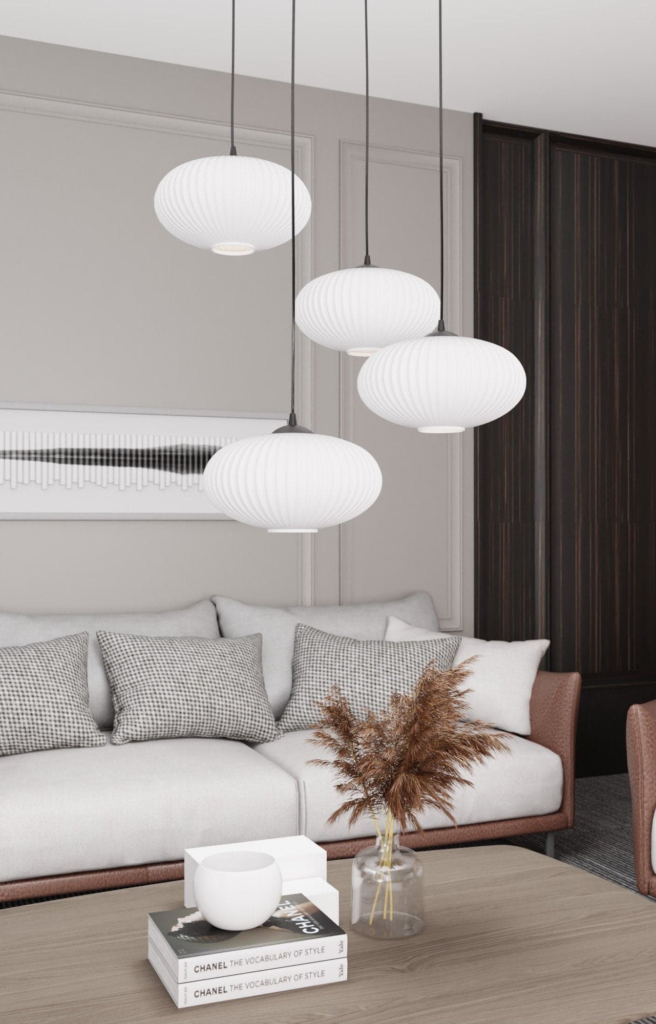 Lampadario 4 Luci Coco Base Tonda In Acciaio Nero Paralume Plissettato Bianco in Lampade a sospensione LuceArt - Montecorvino Pugliano, commercioVirtuoso.it