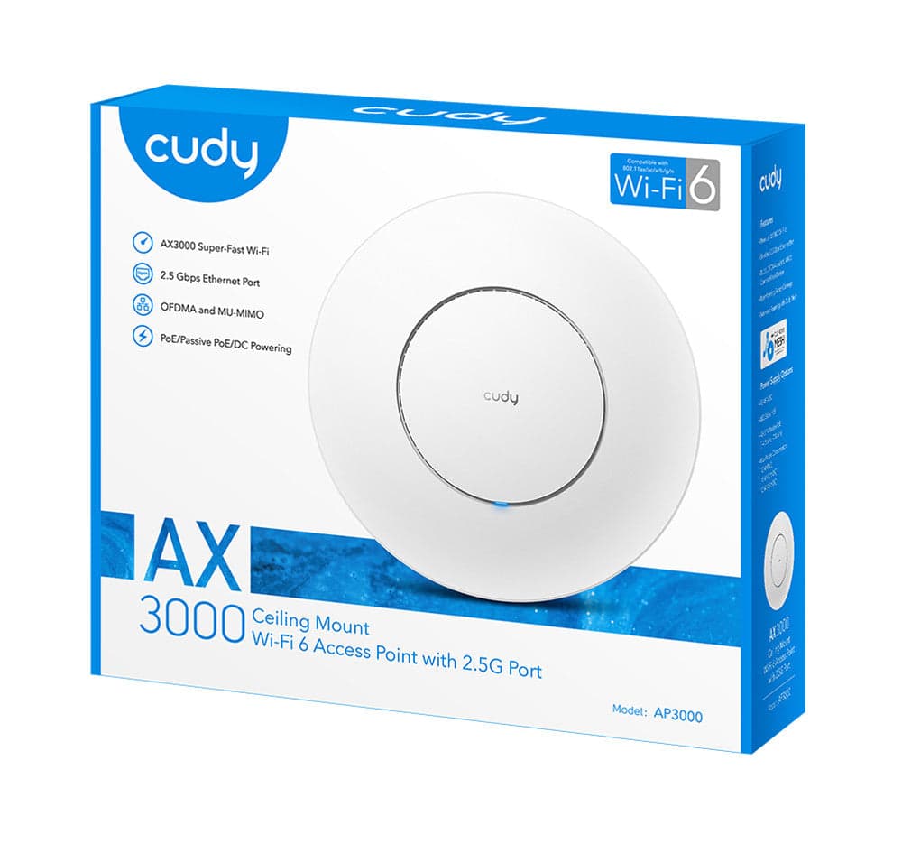 Punto di Accesso Wireless Gigabit PoE WiFi 6 AX3000 Porta 2.5G Montaggio a Soffitto, AP3000_P in  Scontolo.net - Potenza, commercioVirtuoso.it