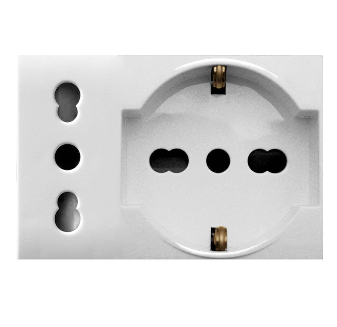 Domus S44 Presa Schuko Presa Italiana 2P+T 10/16A 250V 3 Moduli Bianco Lucido, 44109015MB in Prese a muro Scontolo.net - Potenza, commercioVirtuoso.it