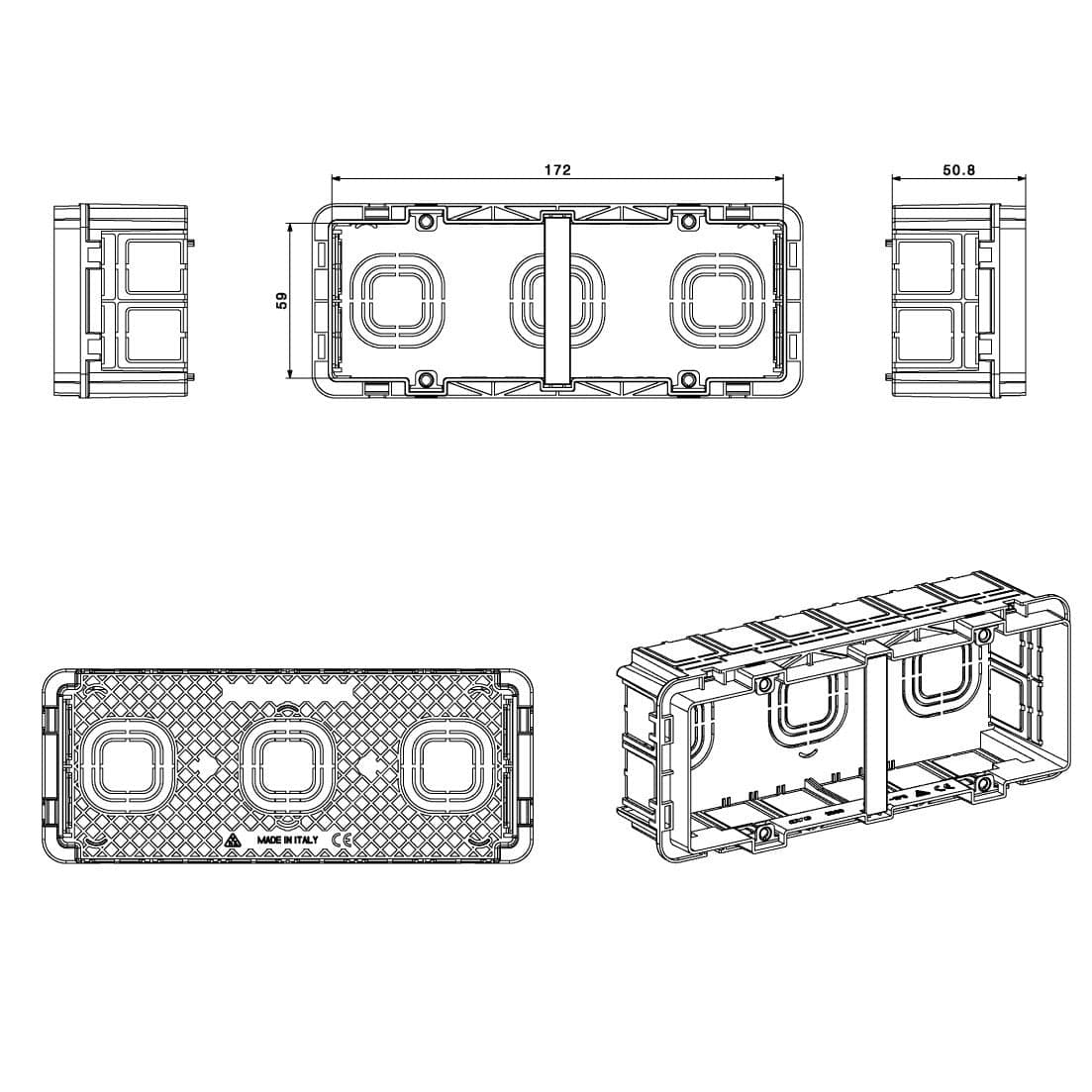 Scatola Rettangolare da Incasso con Dimensioni Maggiorate 6 moduli per S44 e S45 in Scatole per placche Scontolo.net - Potenza, commercioVirtuoso.it