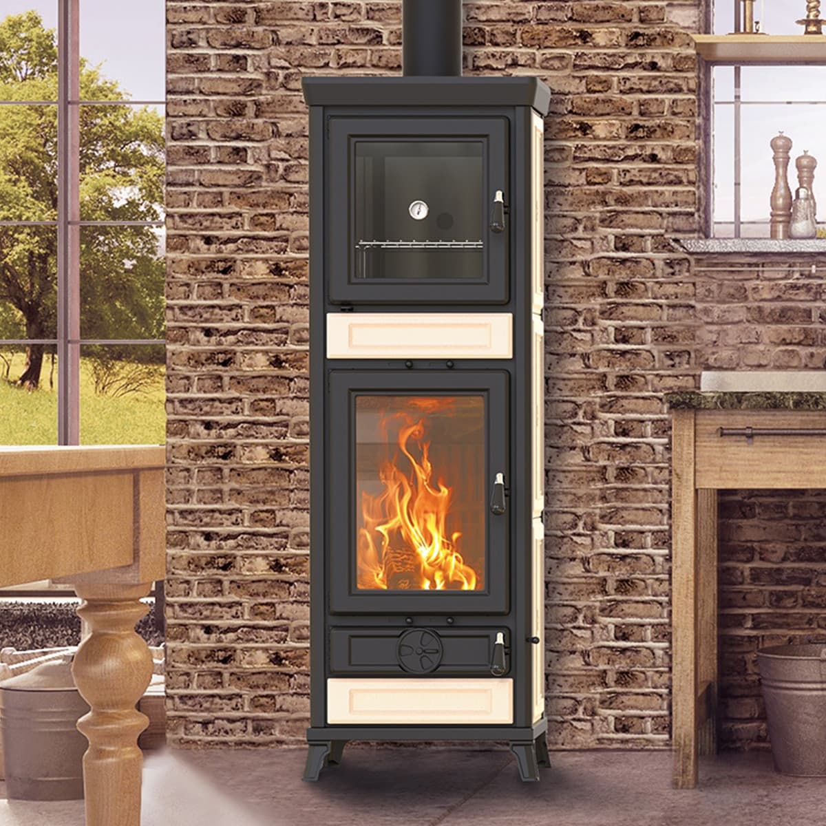 Thermorossi Termostufa a Legna Anna Evo5 Maiolica 13,8 kW in Forni caminetto Masterbrico - Longobardi, commercioVirtuoso.it