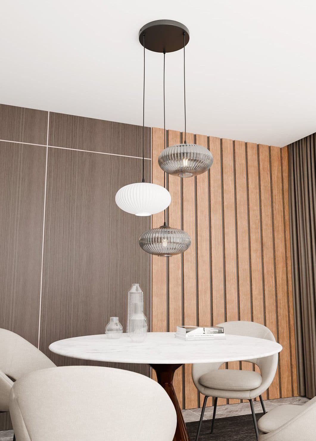 Lampadario 3 Luci Coco Base Tonda In Acciaio Nero Paralume Plissè Multicolor in Lampade a sospensione LuceArt - Montecorvino Pugliano, commercioVirtuoso.it