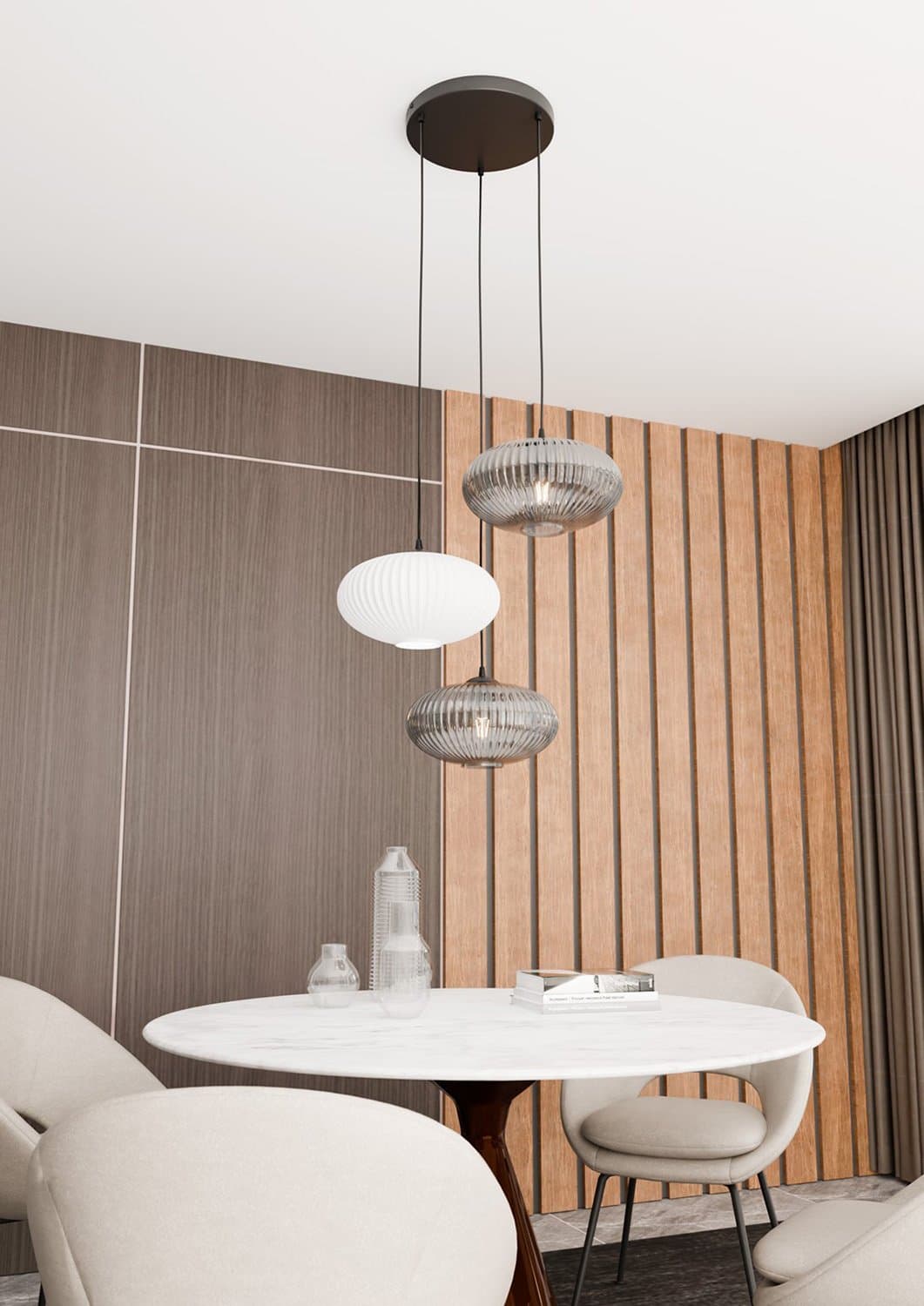Lampadario 3 Luci Coco Base Tonda In Acciaio Nero Paralume Plissè Multicolor in Lampade a sospensione LuceArt - Montecorvino Pugliano, commercioVirtuoso.it
