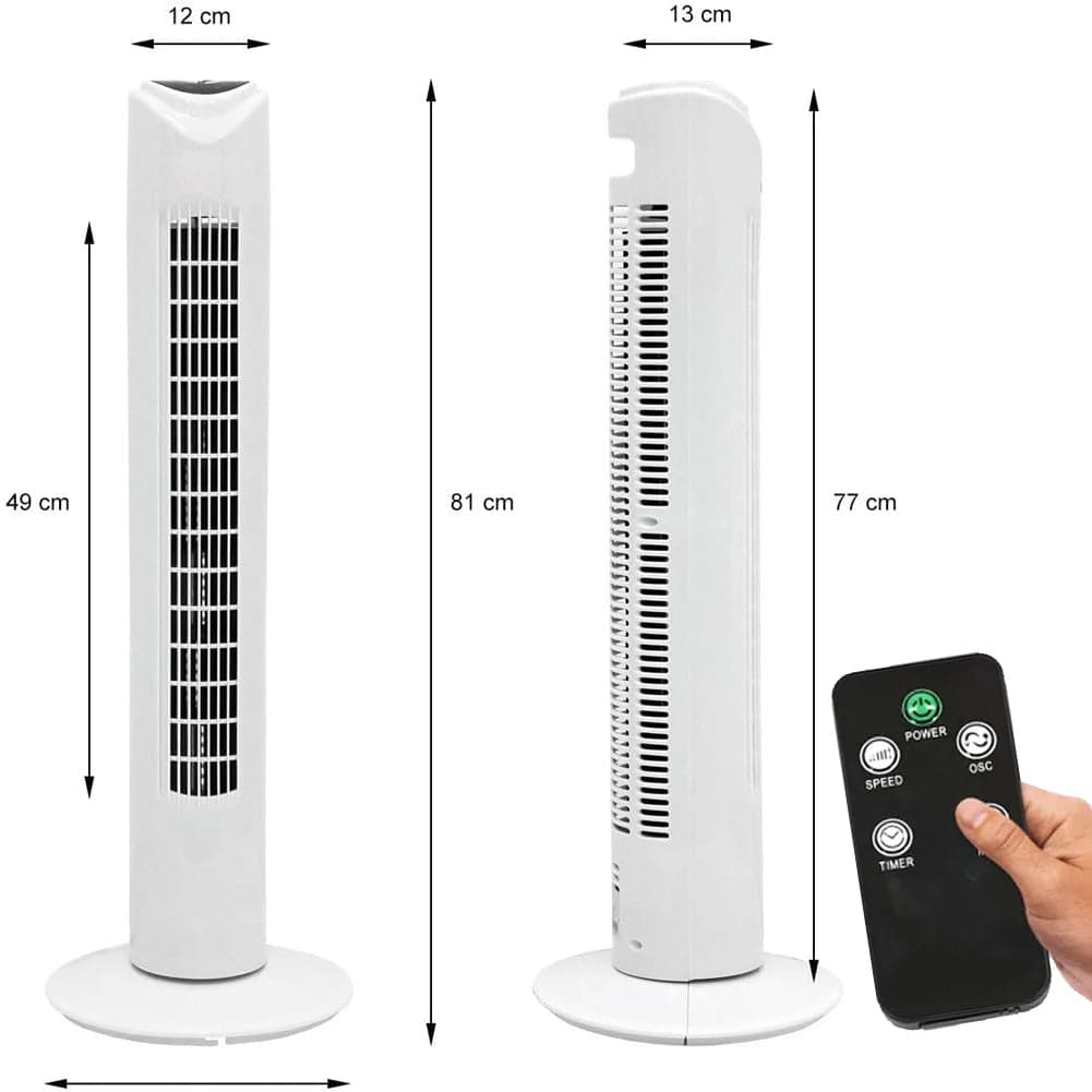 Ventilatore a Torre 80 cm silenzioso Oscillante 3 Velocità 45W con Telecomando in Ventilatori a torre Esplodia - Napoli, commercioVirtuoso.it