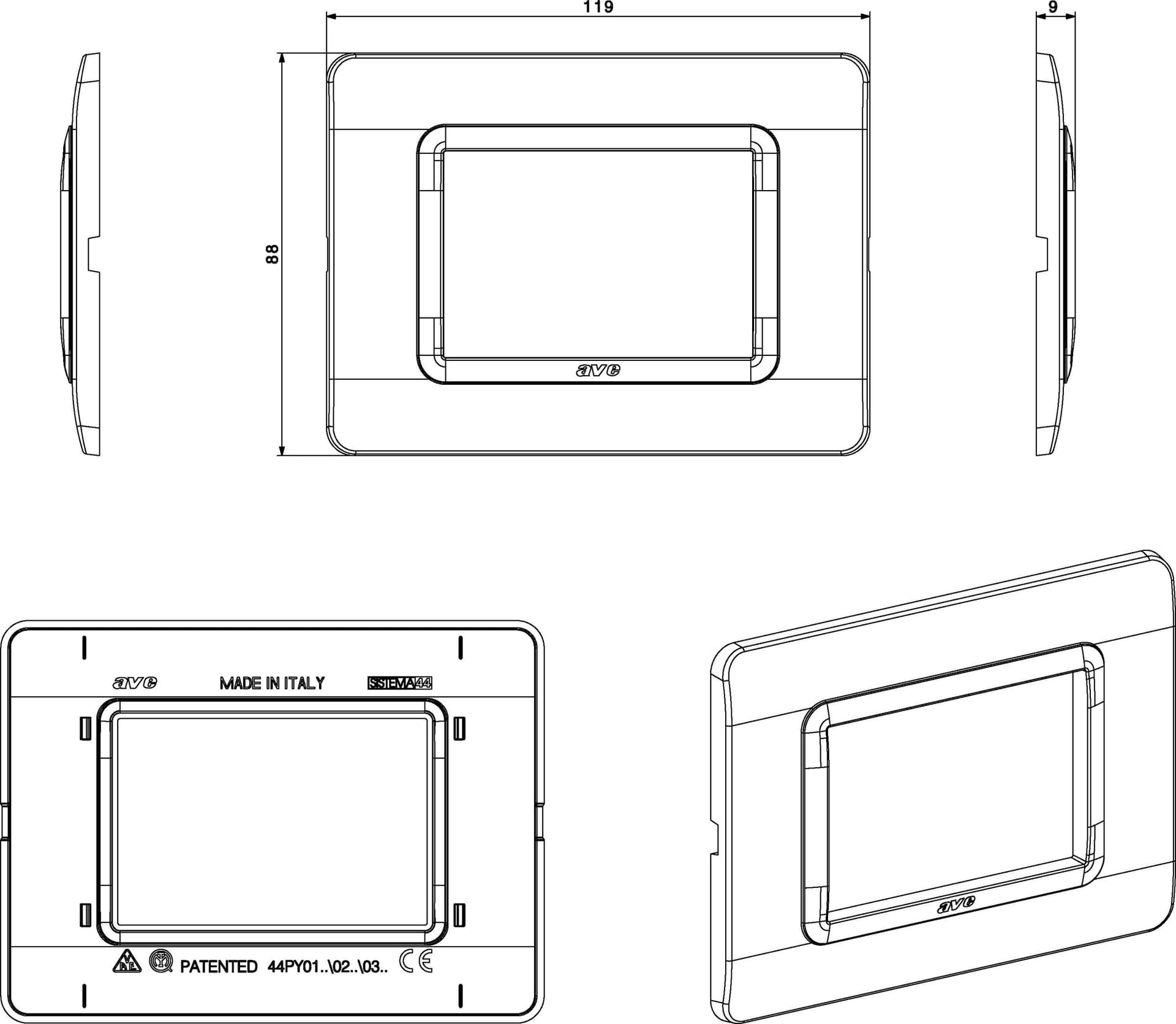 Placca Tecnopolimero S44 3 Moduli Bianco in Placche per interruttori Scontolo.net - Potenza, commercioVirtuoso.it