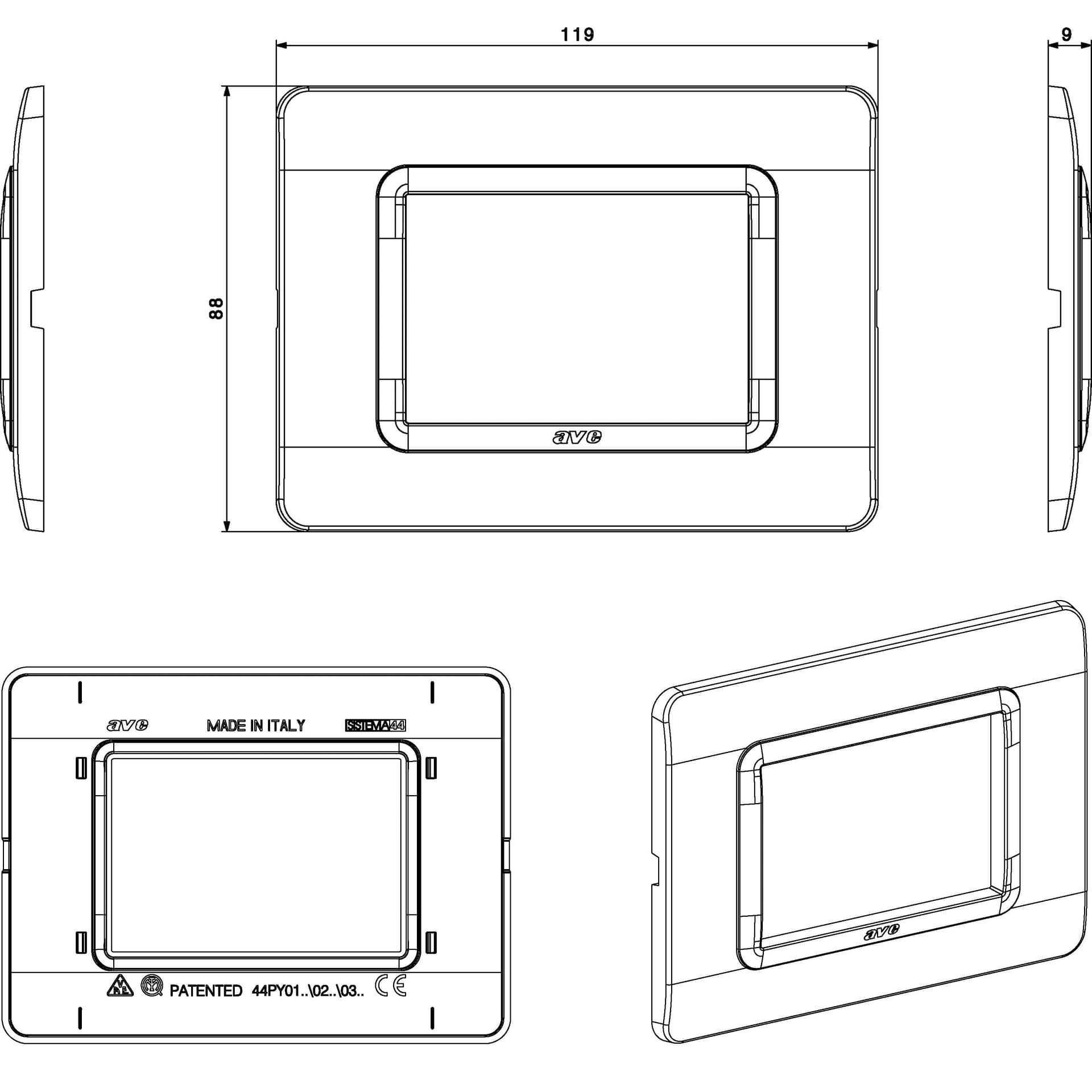 Placca Tecnopolimero S44 3 Moduli Grigio in Placche per interruttori Scontolo.net - Potenza, commercioVirtuoso.it