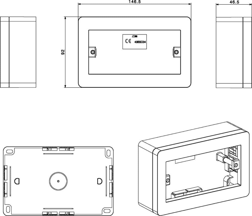 Scatola Universale IP40 per Minicanali 4 Moduli Bianco
