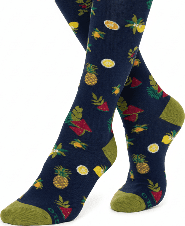 Calze Lunghe Uomo Gallo - Fantasia frutti - blu/verde in Calze Couture - Sestu, commercioVirtuoso.it