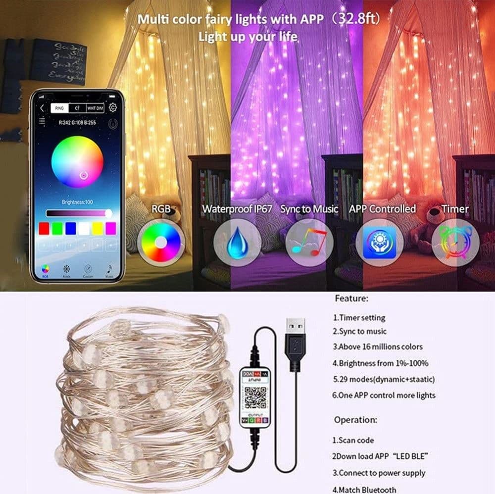 LUCI LED ALBERO DI NATALE USB BLUETOOTH APP INTERNO CON TELECOMANDO 5 MT 50 LED in Nastri LED Trade Shop italia - Napoli, commercioVirtuoso.it