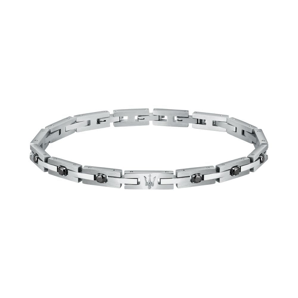 Bracciale MASERATI uomo Iconic acciaio / cristalli neri