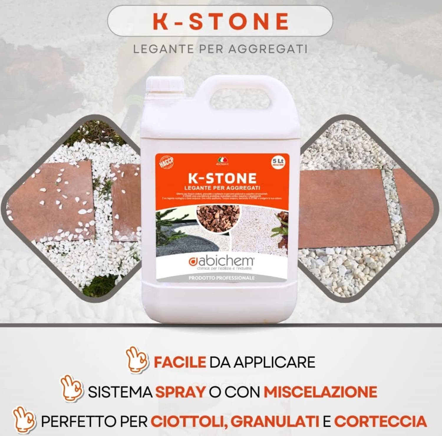 Stabilizzatore Ghiaia Giardino - Legante Per Sassi Bianchi Ciottoli Corteccia 5L in Pacciami Masterbrico - Longobardi, commercioVirtuoso.it
