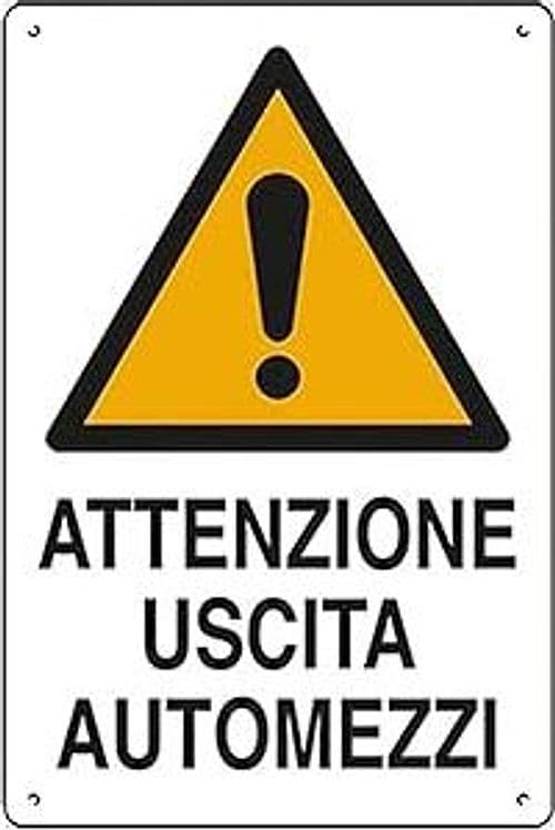 Cartello 'Attenzione Uscita Automezzi' In Polionda cm 40 x 60