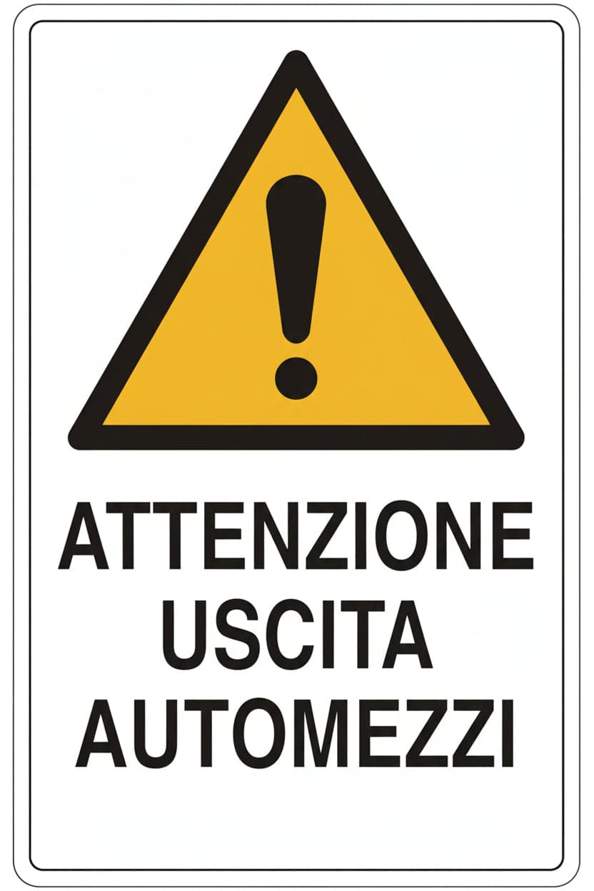 Cartello 'Attenzione Uscita Automezzi' In Polionda cm 40 x 60