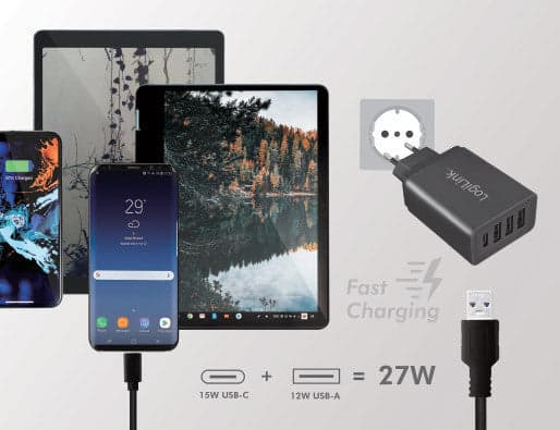 Caricatore da Muro a 4 porte con USB-C&trade 27W in Caricabatterie da muro Scontolo.net - Potenza, commercioVirtuoso.it