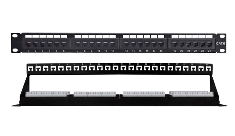 Pannello Patch UTP 24 Posti Cat.6 1U con barra gestione cavi removibile Nero in Cavi Ethernet Scontolo.net - Potenza, commercioVirtuoso.it