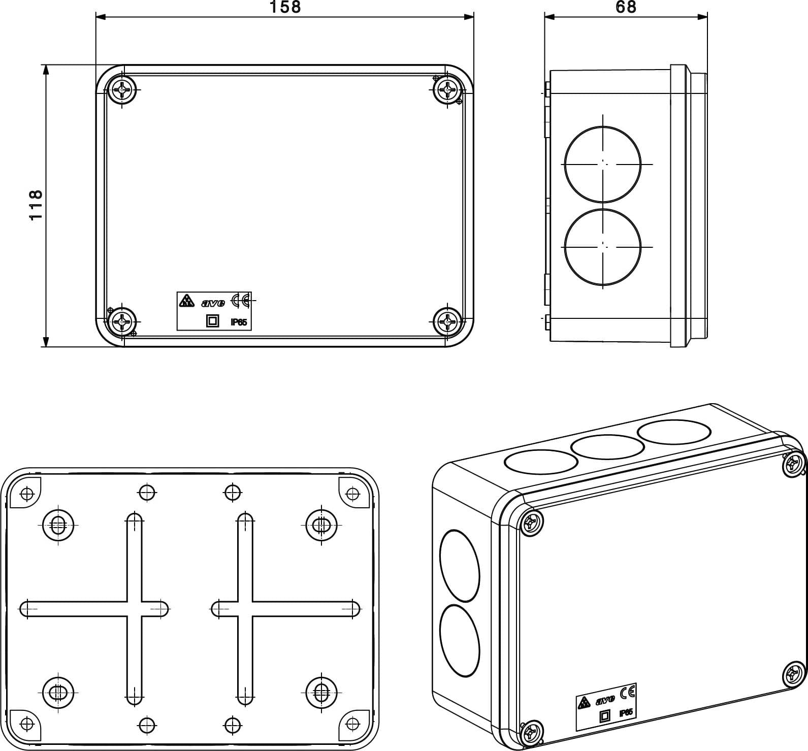 Scatola Rettangolare IP65 di Derivazione per Pareti Lisce 158x118 in Scatole di derivazione Scontolo.net - Potenza, commercioVirtuoso.it