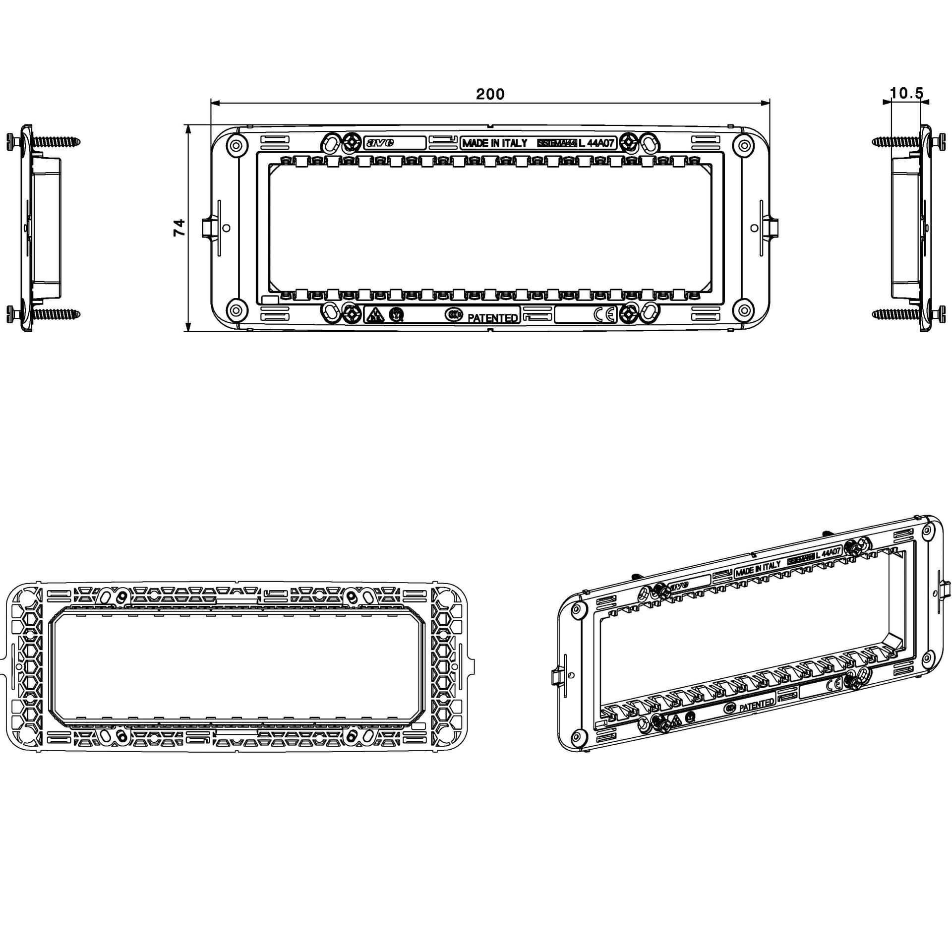 Supporto con Viti S44 per Scatole Rettangolari 7 Moduli in Supporti Scontolo.net - Potenza, commercioVirtuoso.it