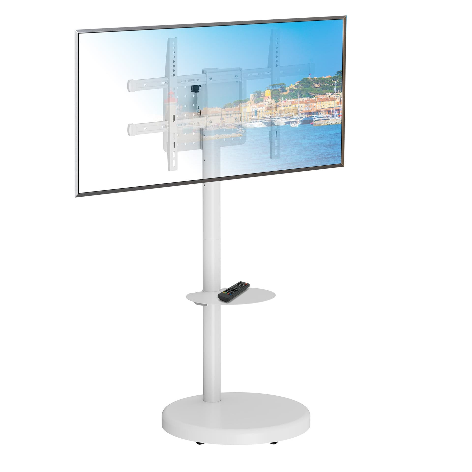 Supporto a Pavimento con Mensola Trolley TV LCD/LED/Plasma 37-86'' Bianco in Supporti da parete e da soffitto Scontolo.net - Potenza, commercioVirtuoso.it