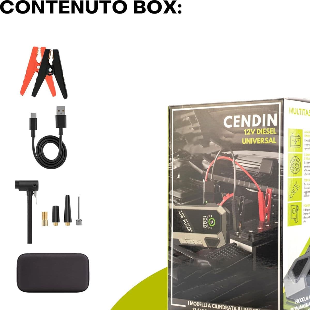 Avviatore di Emergenza Batteria per Auto - 4 in 1-20.000mAh in Avviatori di emergenza Masterbrico - Longobardi, commercioVirtuoso.it