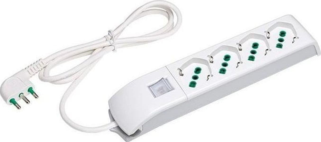 Multipresa 4 Posti Italiana Bipasso / Schuko Bianco in Multiprese Scontolo.net - Potenza, commercioVirtuoso.it
