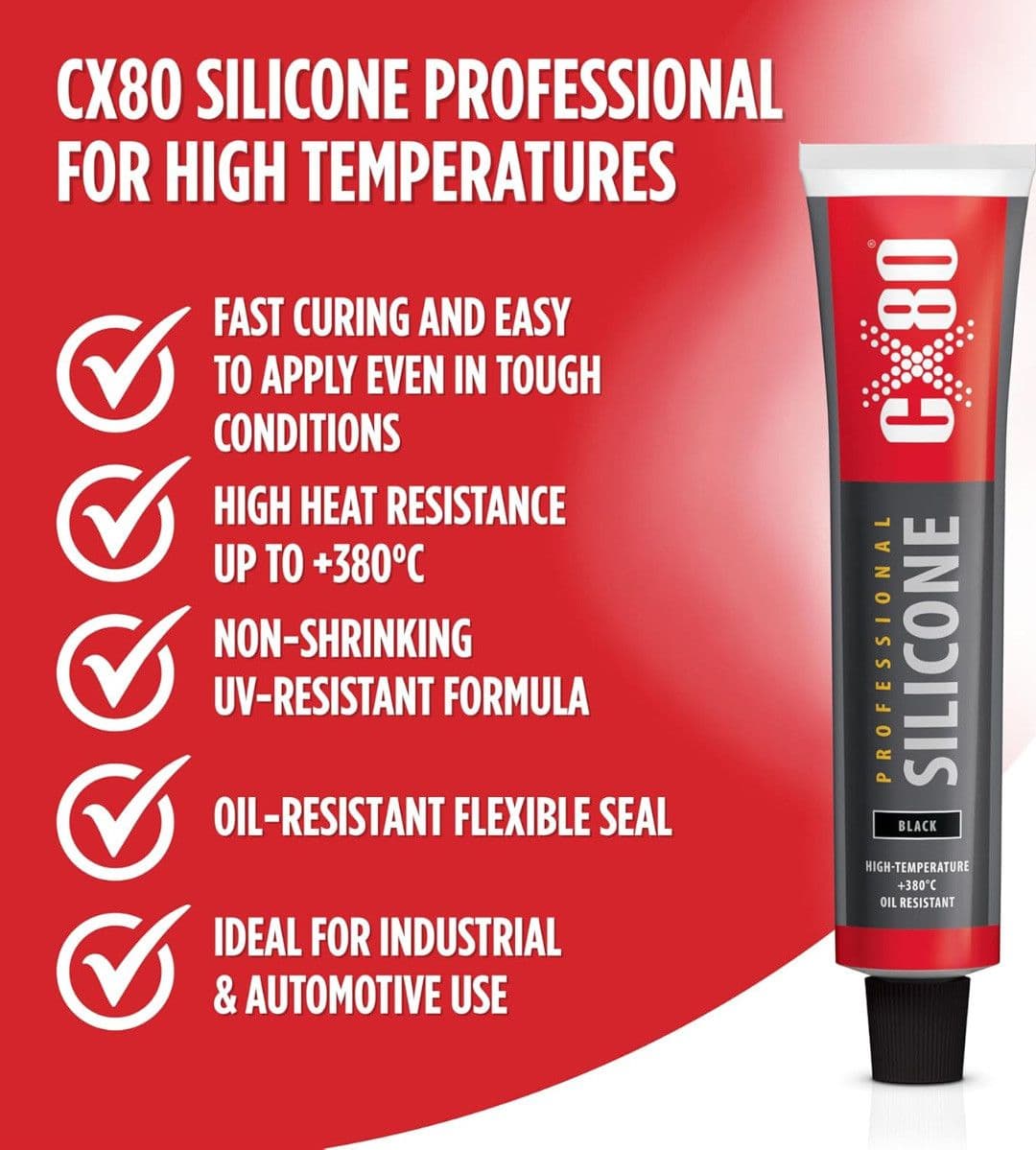 CX80 Professional Silicone 80 ml – Sigillante alta temperatura in Silicone Masterbrico - Longobardi, commercioVirtuoso.it