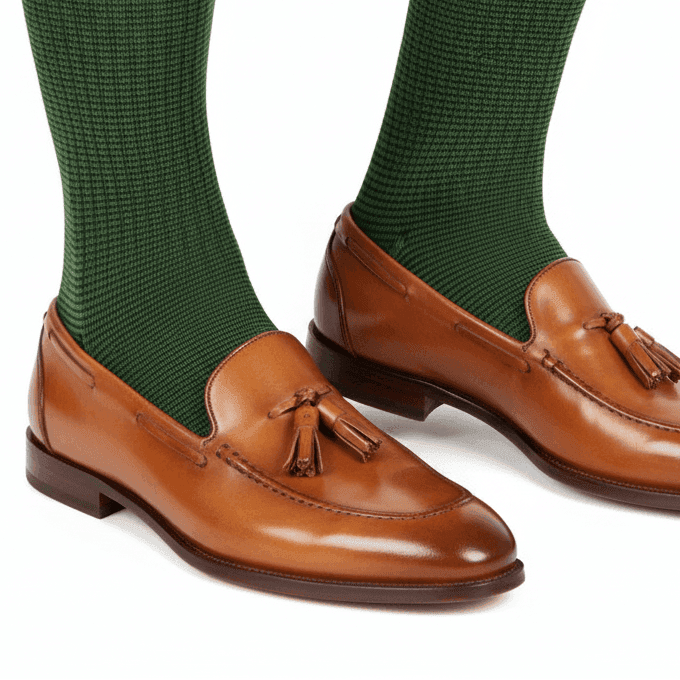 Calze lunghe uomo Gallo - Fantasia micro righe bicolore verde/blu in Calze Couture - Sestu, commercioVirtuoso.it